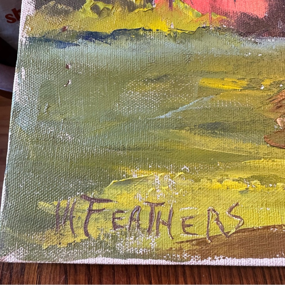 Red Barn Original Painting 14 Feathers 16x20 Canvas Art - Picture 3 of 9